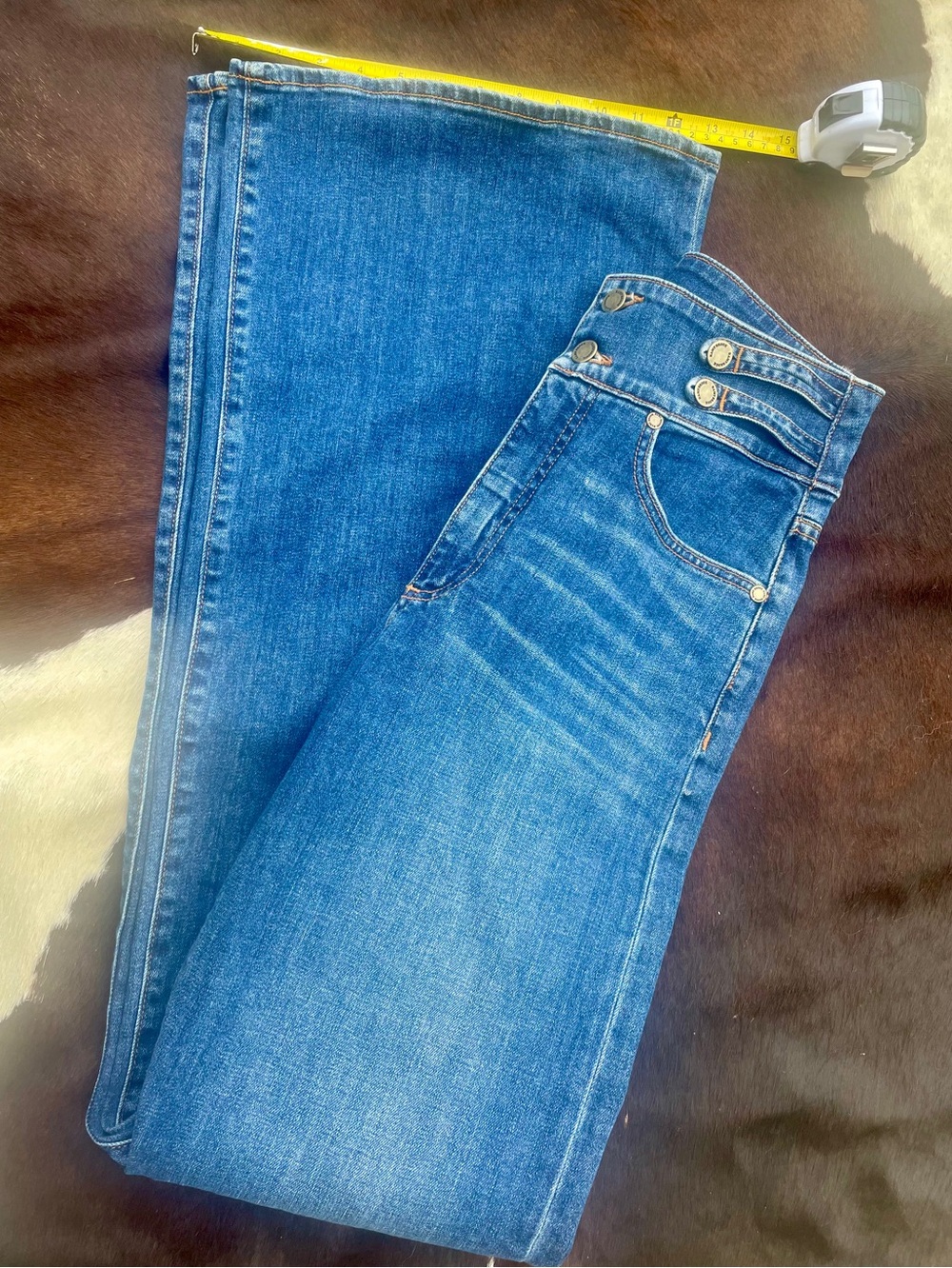 Ramy Brook Dark Blue High-Waist Wide Leg Jeans - Picture 11 of 15